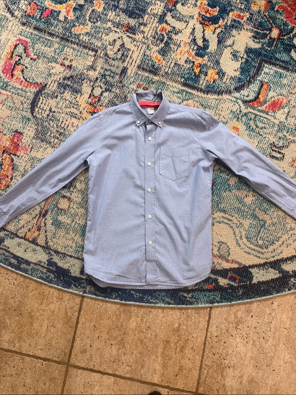 GAP Boy's Light Blue Button-Down Chambray Shirt - Classic Oxford Style